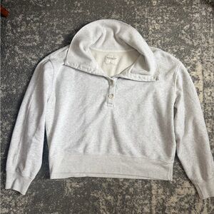Abercrombie & Fitch Cream Fleece Pullover with Tag Detail